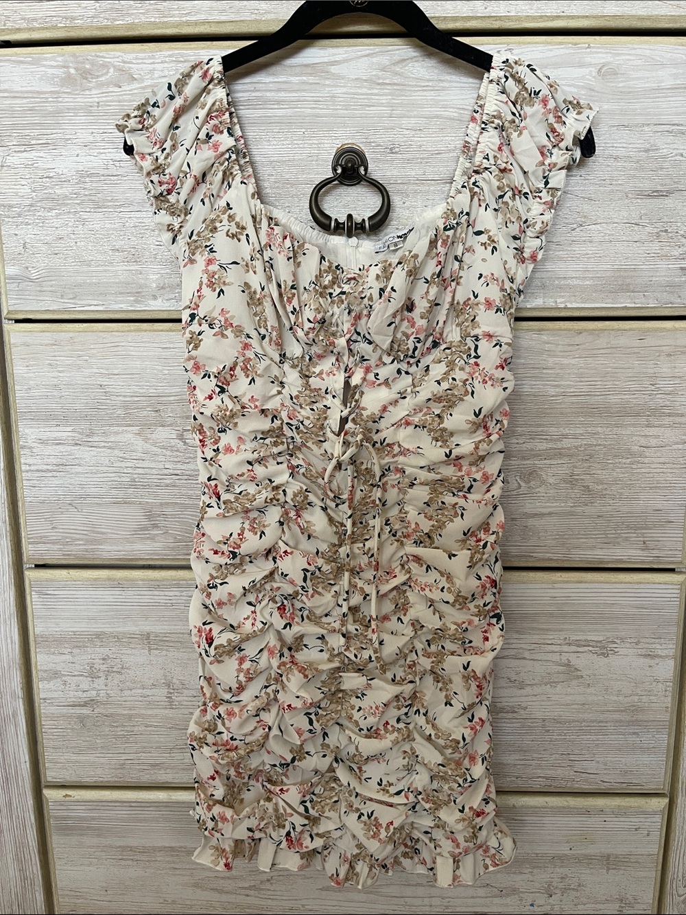 Ivory Floral Ruffle Mini Dress